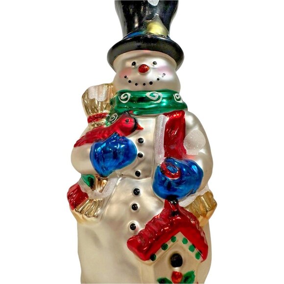 Kurt Adler Snowman Victorian Christmas Blown Glass Hat Bird Broom Glitter 12"T - Picture 8 of 15